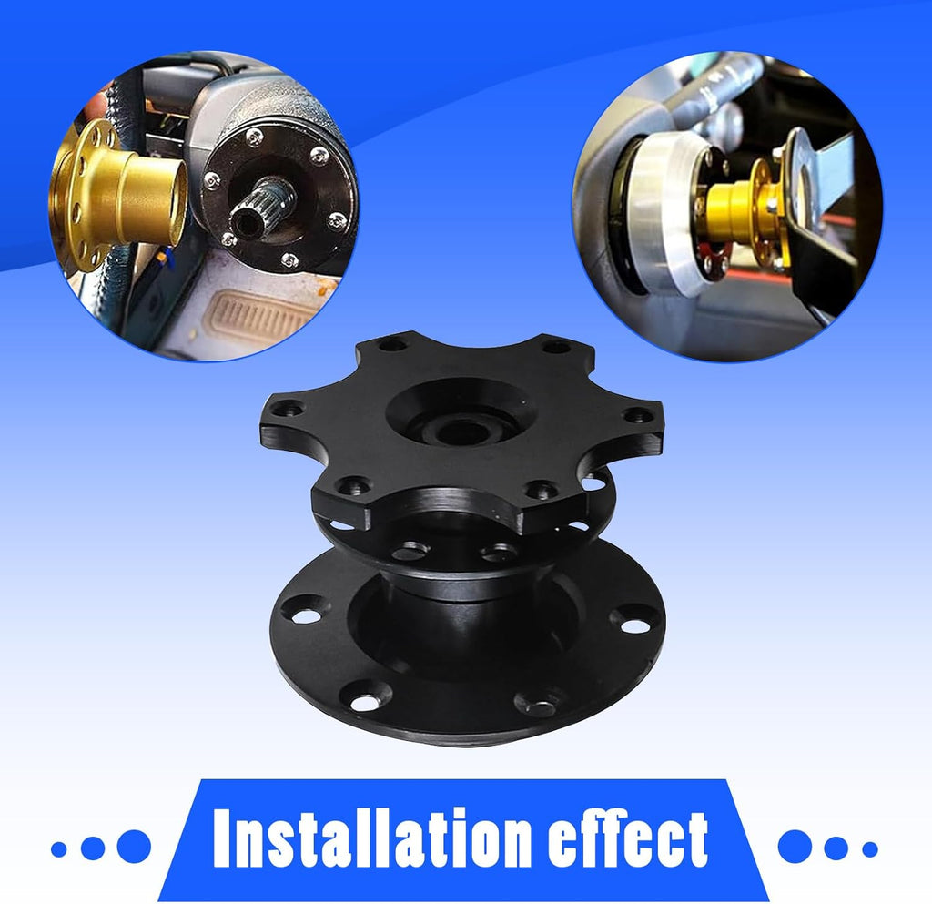 Black 6 Hole Quick Release Steering Wheel Hub Adapter J83396