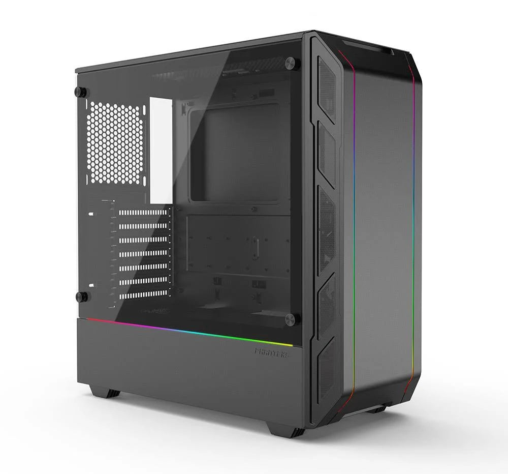Black Compact EATX Mid-Tower Case with Tempered Glass U219401