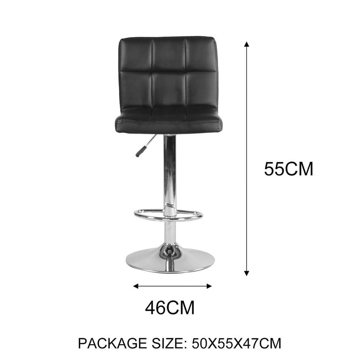 Black PU Leather Adjustable Swivel Bar Stools Set of 2 A688