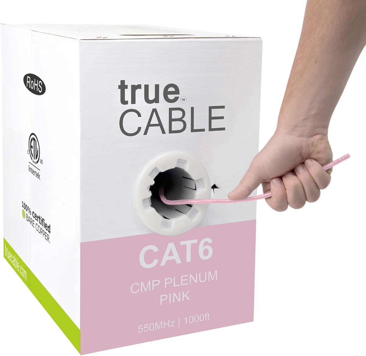 White 1000ft Cat6 Plenum Bare Copper Ethernet Cable C6396