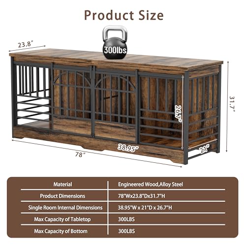 Brown Double Dog Crate Furniture with Divider X7152