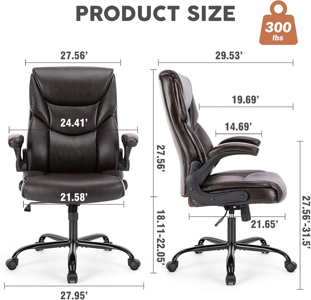 Brown PU Leather High Back Ergonomic Desk Chair K774