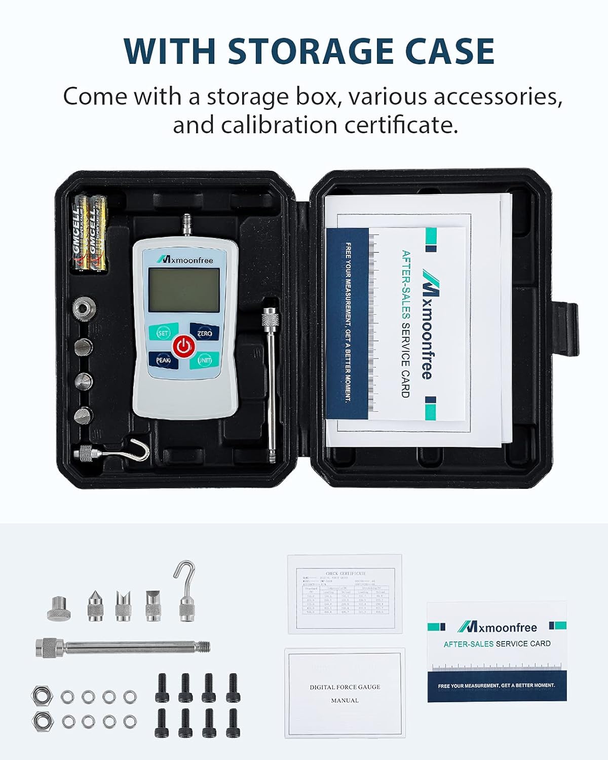 500N Digital Force Gauge Portable Force Meter with Storage Case W480791