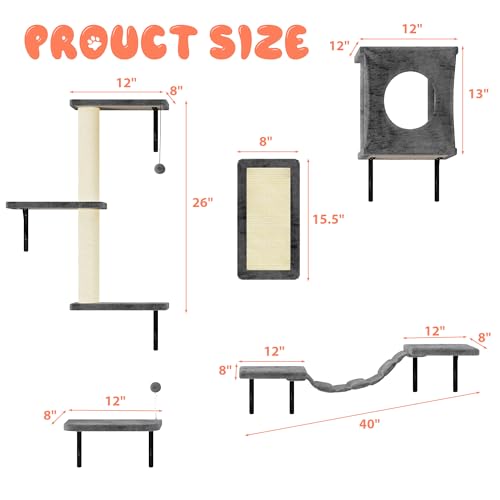 White 6 Pcs Cat Wall Shelves Set Q77429