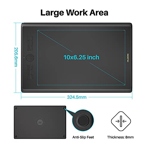 Graphics Tablet with Battery-Free Stylus 8192 Pressure Sensitive Black Q30617
