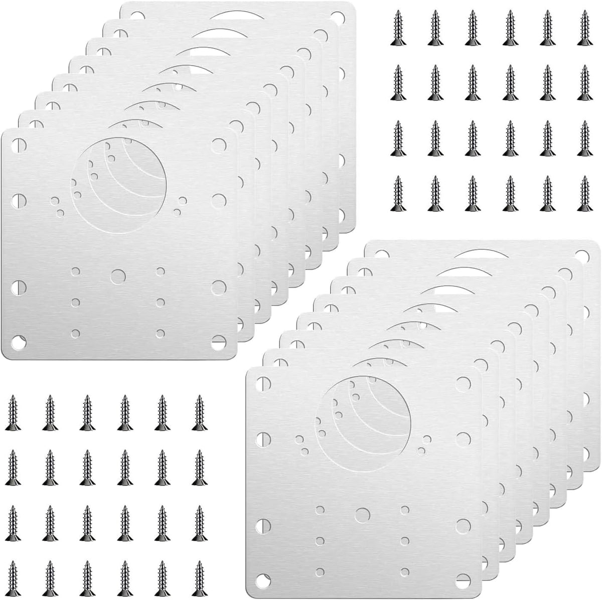 16pack Stainless Steel Cabinet Hinge Repair Plate kit with Mounting Screws Y2279