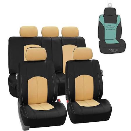 Black Perforated Leatherette Full Set Car Seat Covers G193359