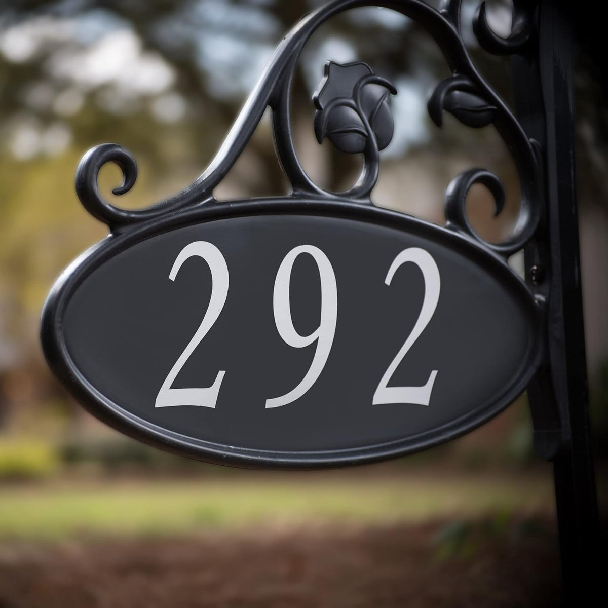 Handcrafted Double-Sided Reflective Address Sign with Pole H475877
