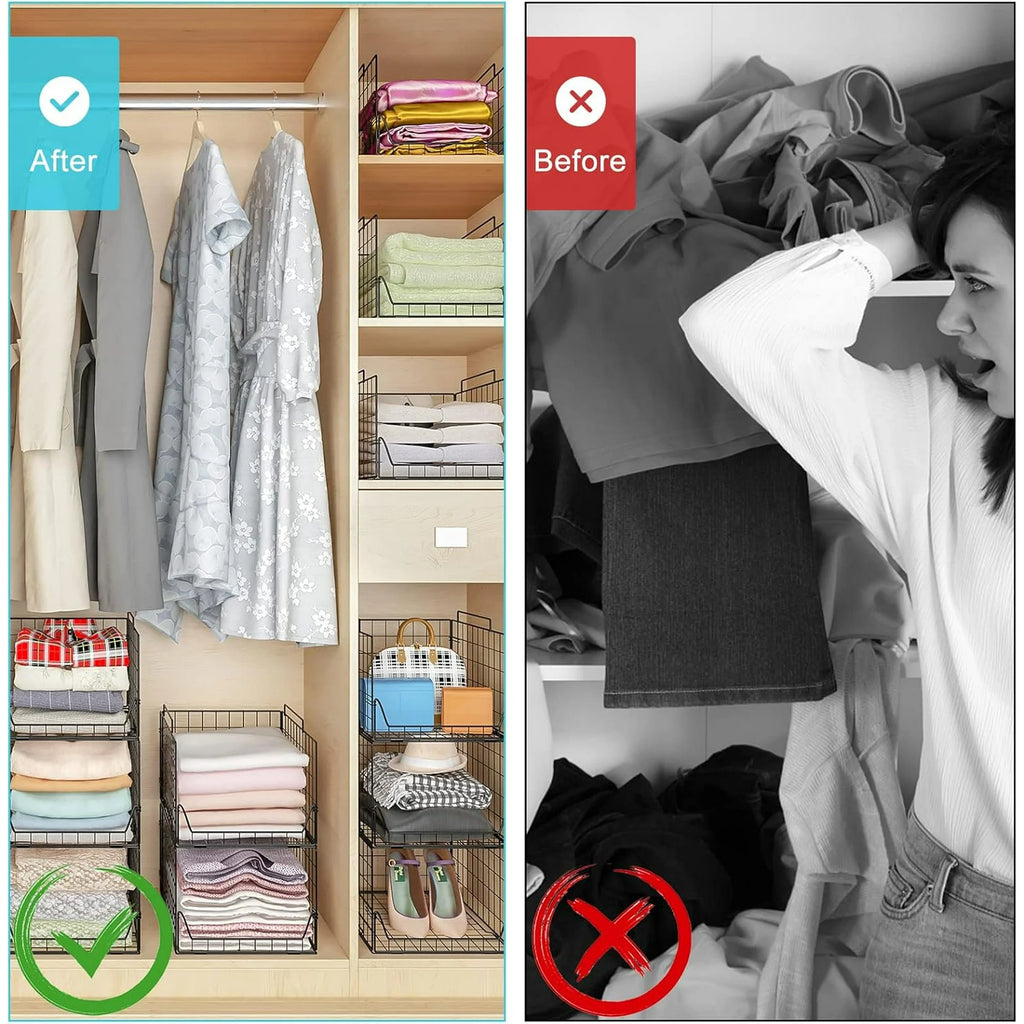 Black Metal Stackable Closet Organizers 4 Pack F23221
