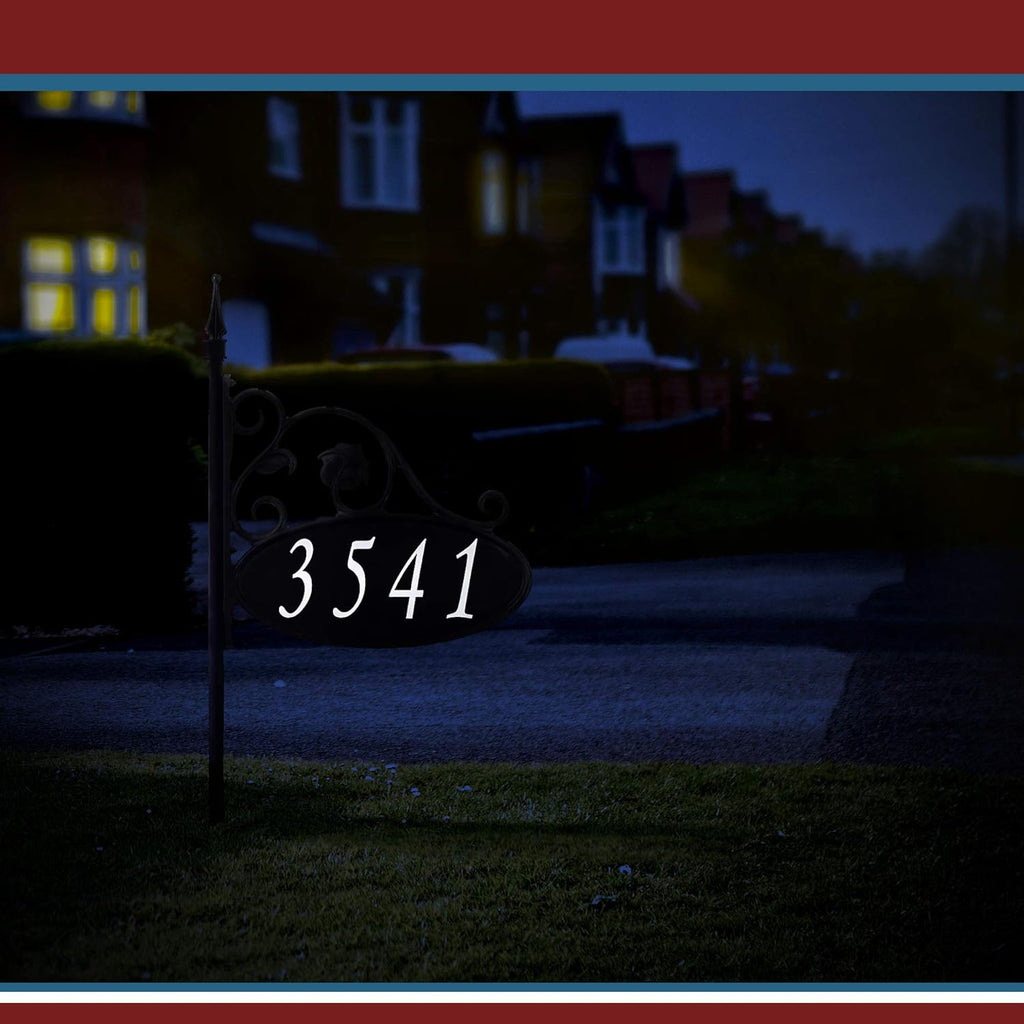 Handcrafted Double-Sided Reflective Address Sign with Pole H475877