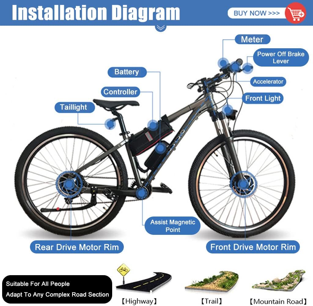 Electric Bicycle Conversion Kit 36V/48V 250W/350W/500W Rear Wheel Z207