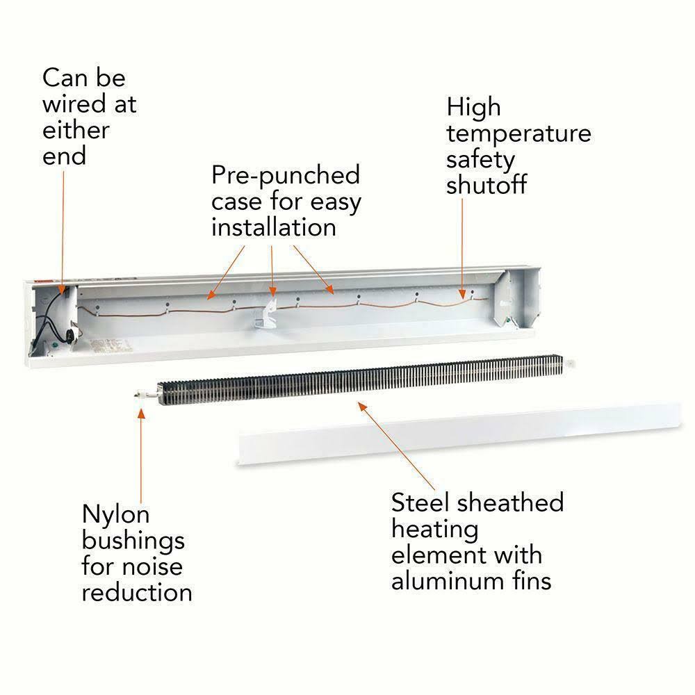 2000W 240V 8 Foot White Electric Baseboard Heater Z8585