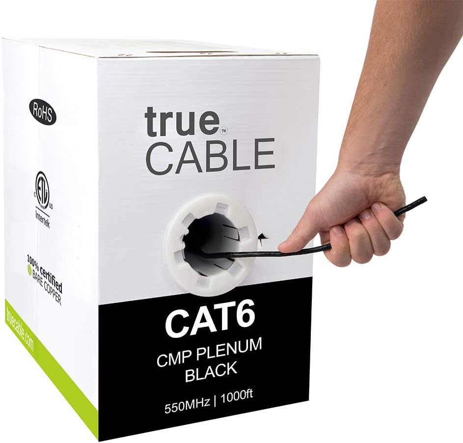 White 1000ft Cat6 Plenum Bare Copper Ethernet Cable C6396