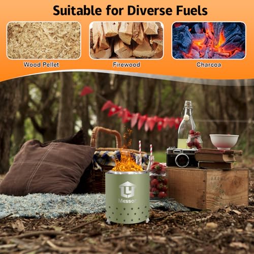 Stainless Steel Mini Tabletop Fire Pit with Stand and Travel Bag I7949