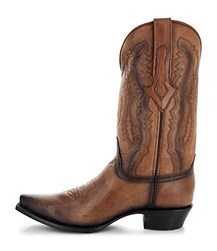 Tan Genuine Leather Snip Toe Cowboy Boots J245115