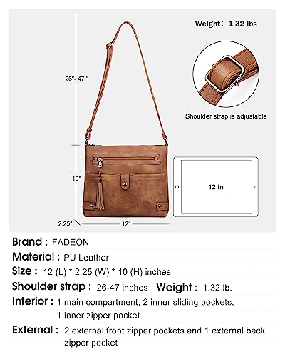 Large Leather Crossbody Bag with Multi Pocket C2759