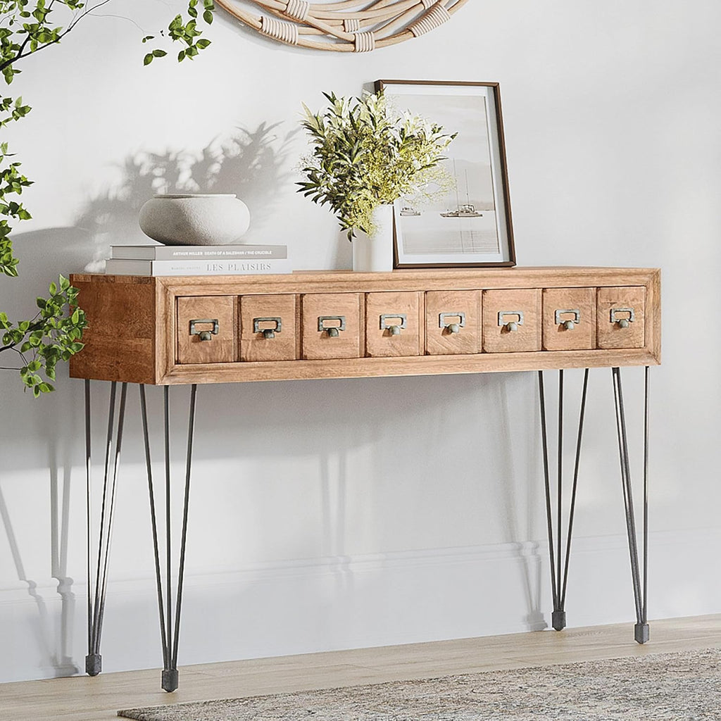 Solid Wood Console Table with Apothecary Drawers Z94658