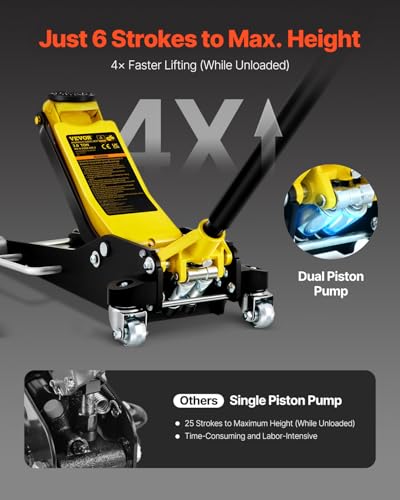 3 Ton Low Profile Aluminum Steel Racing Floor Jack with Dual Pistons Quick Lift Pump B7810