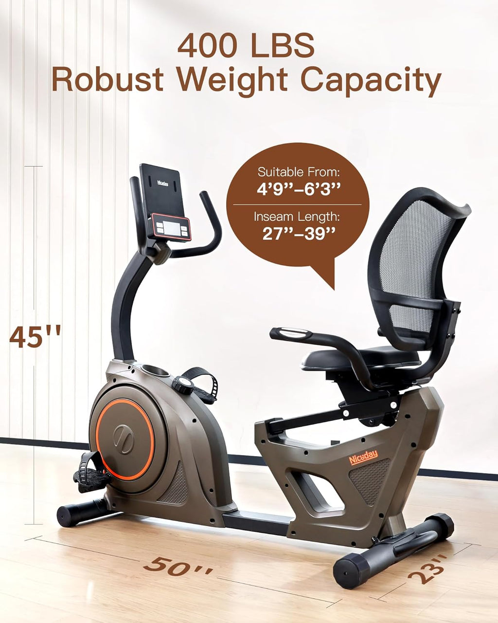 16 Resistance Levels Elliptical Machine and Recumbent Exercise Bike J4219