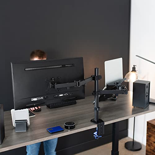 Full Motion Monitor and Laptop Desk Mount Articulating Double Arm VESA Stand E66860