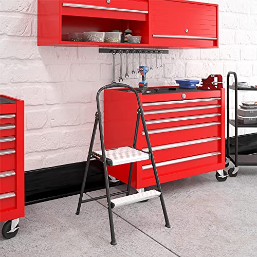 Black Aluminum Folding Step Stool with Rubber Hand Grip E545