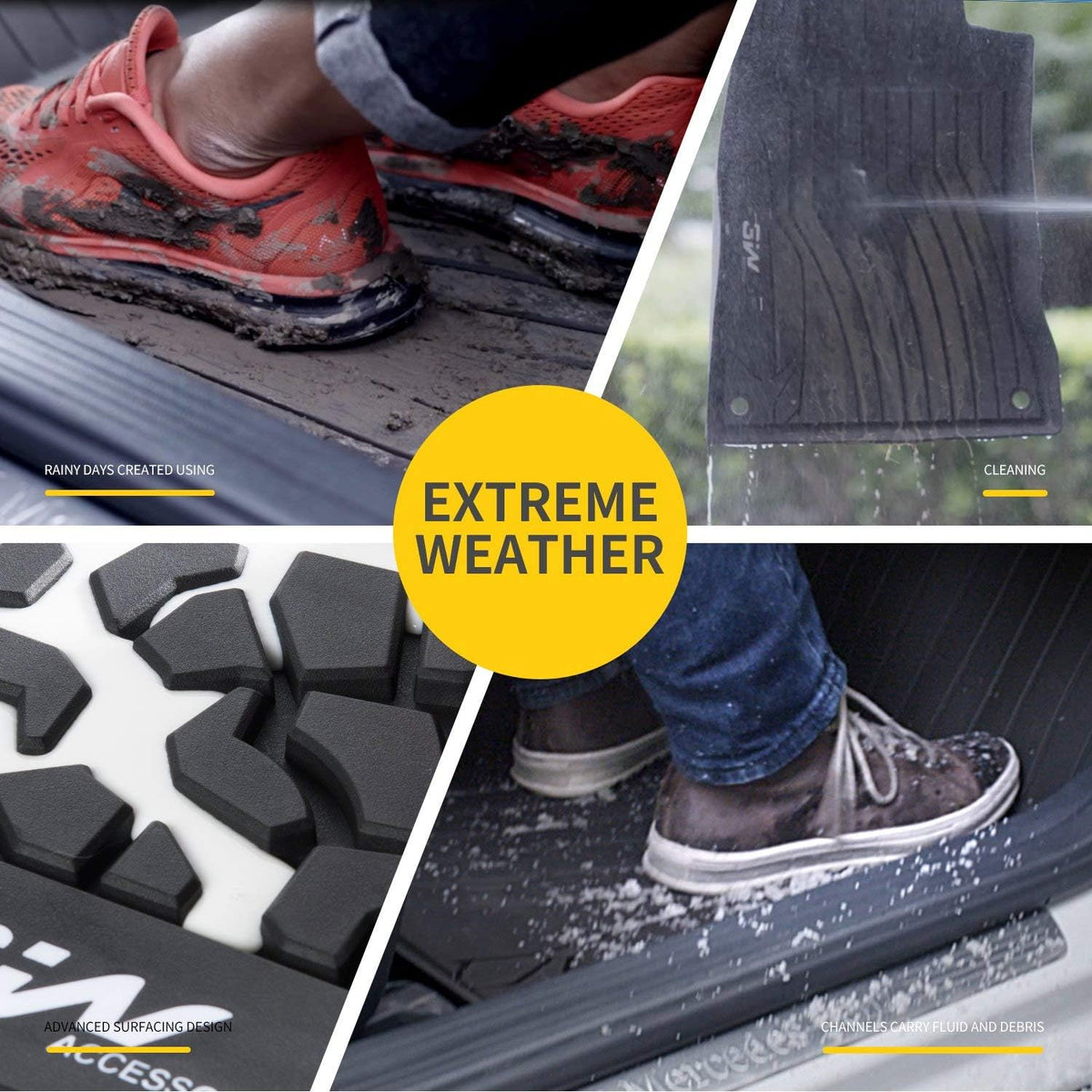 TPE All Weather Custom Fit Floor Mats 1st & 2nd Row Full Set Black U2330