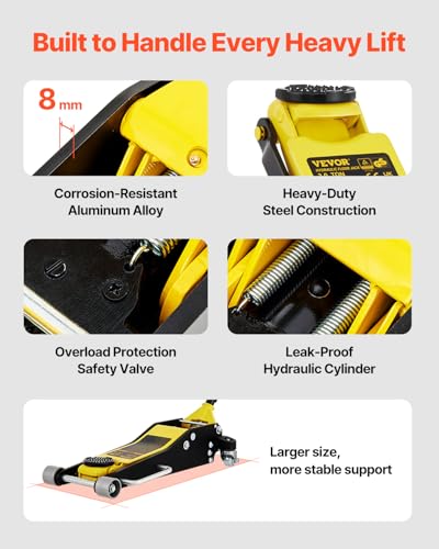 3 Ton Low Profile Aluminum Steel Racing Floor Jack with Dual Pistons Quick Lift Pump B7810
