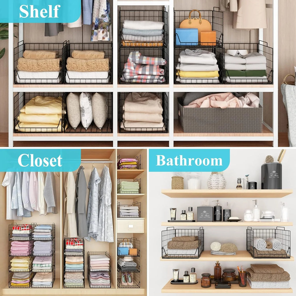 Black Metal Stackable Closet Organizers 4 Pack F23221