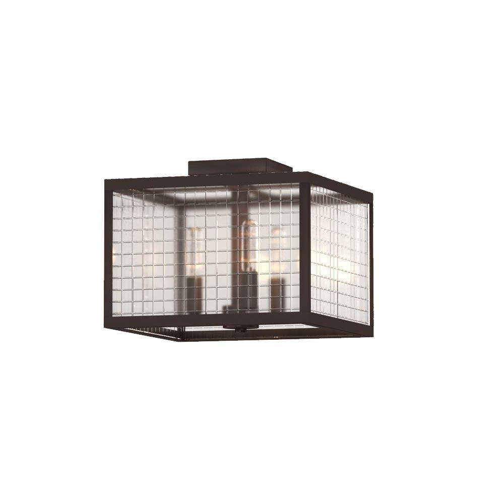3-Light Oil-Rubbed Bronze Flush Mount with Glass Shade S730435