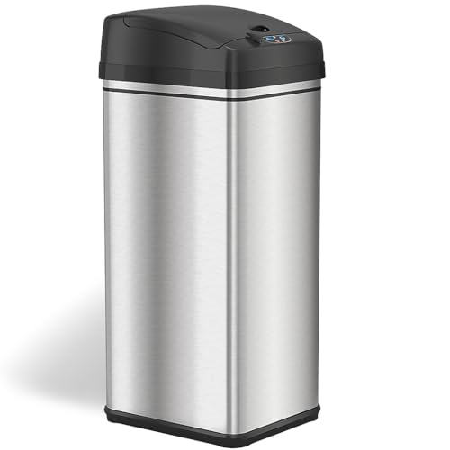 13 Gallon Motion Sensor Stainless Steel Trash Can with Lid G25681