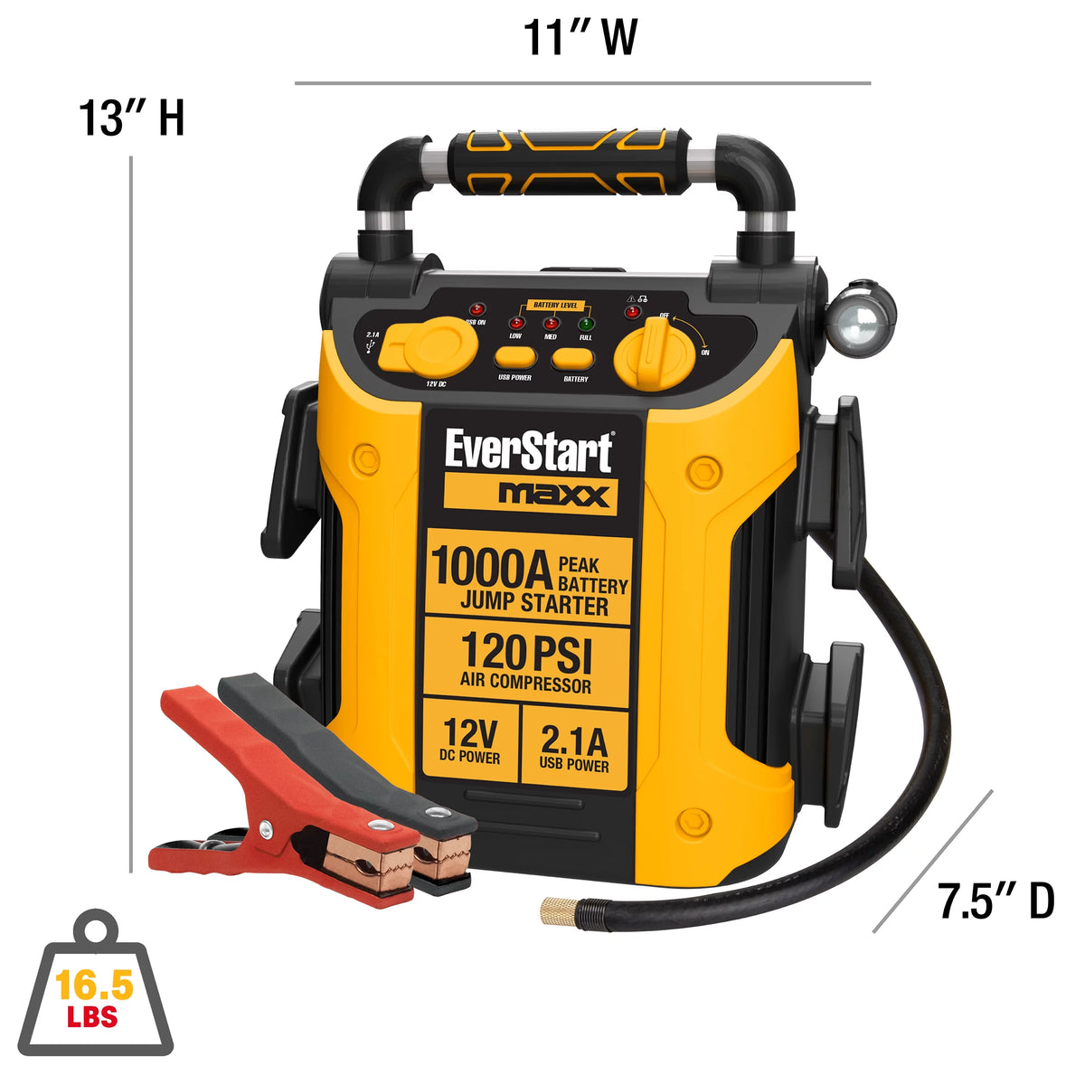 1000 Peak Amp Jump Starter with Compressor L2654
