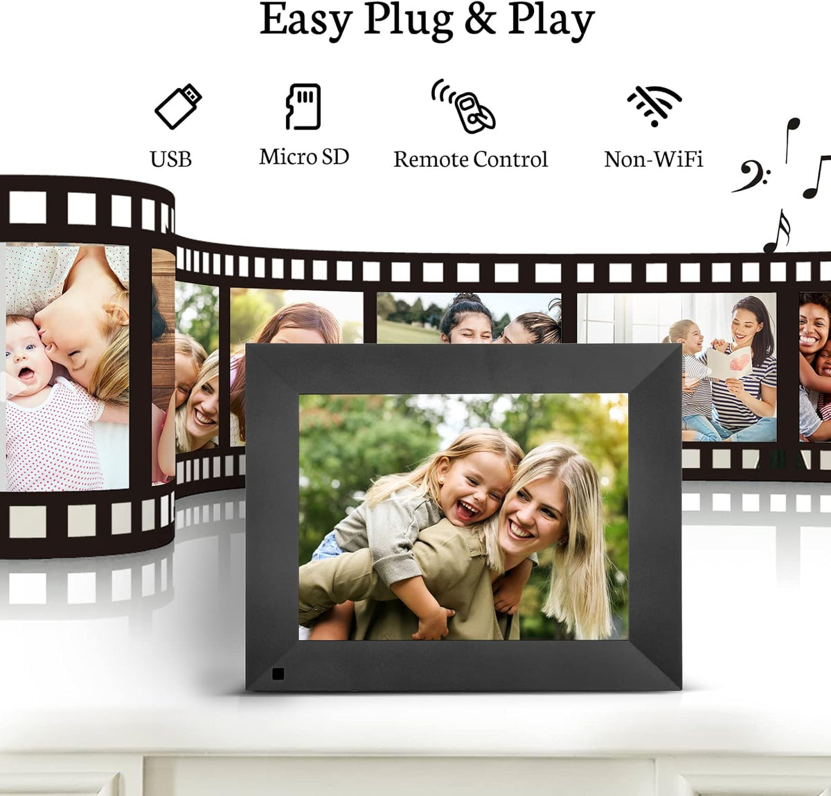 Digital Picture Frame IPS Display Wall-Mountable with Remote Control W643339