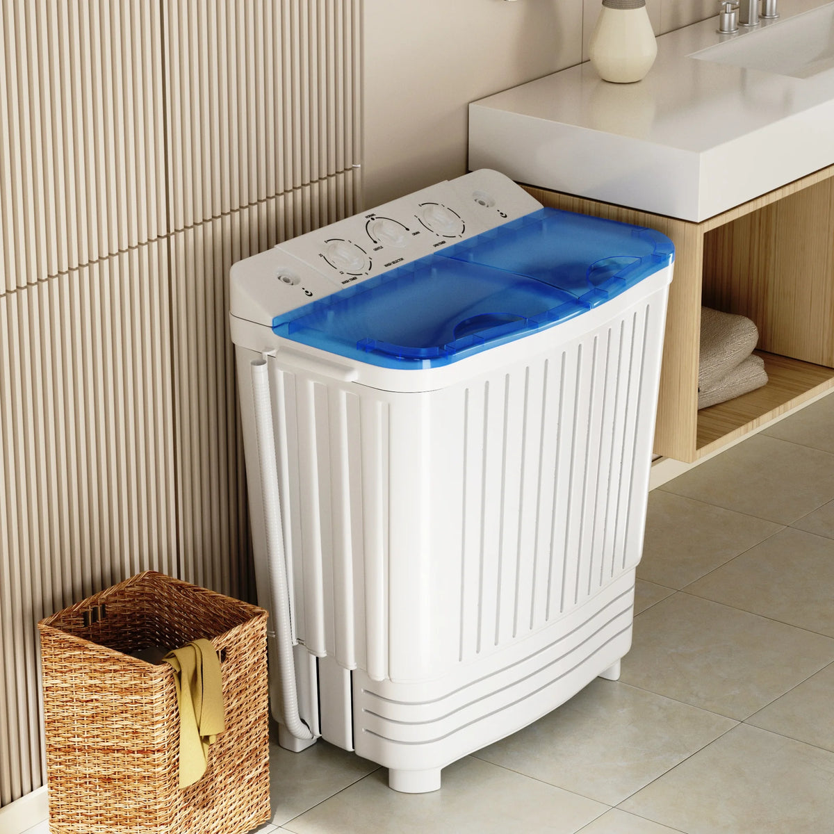 Blue 2.33 cu.ft. Portable Washer & Dryer Combo Washing Machine Q782078