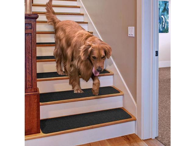 Set of 15 Skid-Resistant Carpet Stair Treads Smokey Black 9 in. x 36 in. C52083