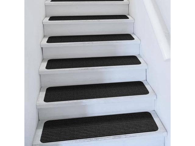 Set of 15 Skid-Resistant Carpet Stair Treads Smokey Black 9 in. x 36 in. C52083