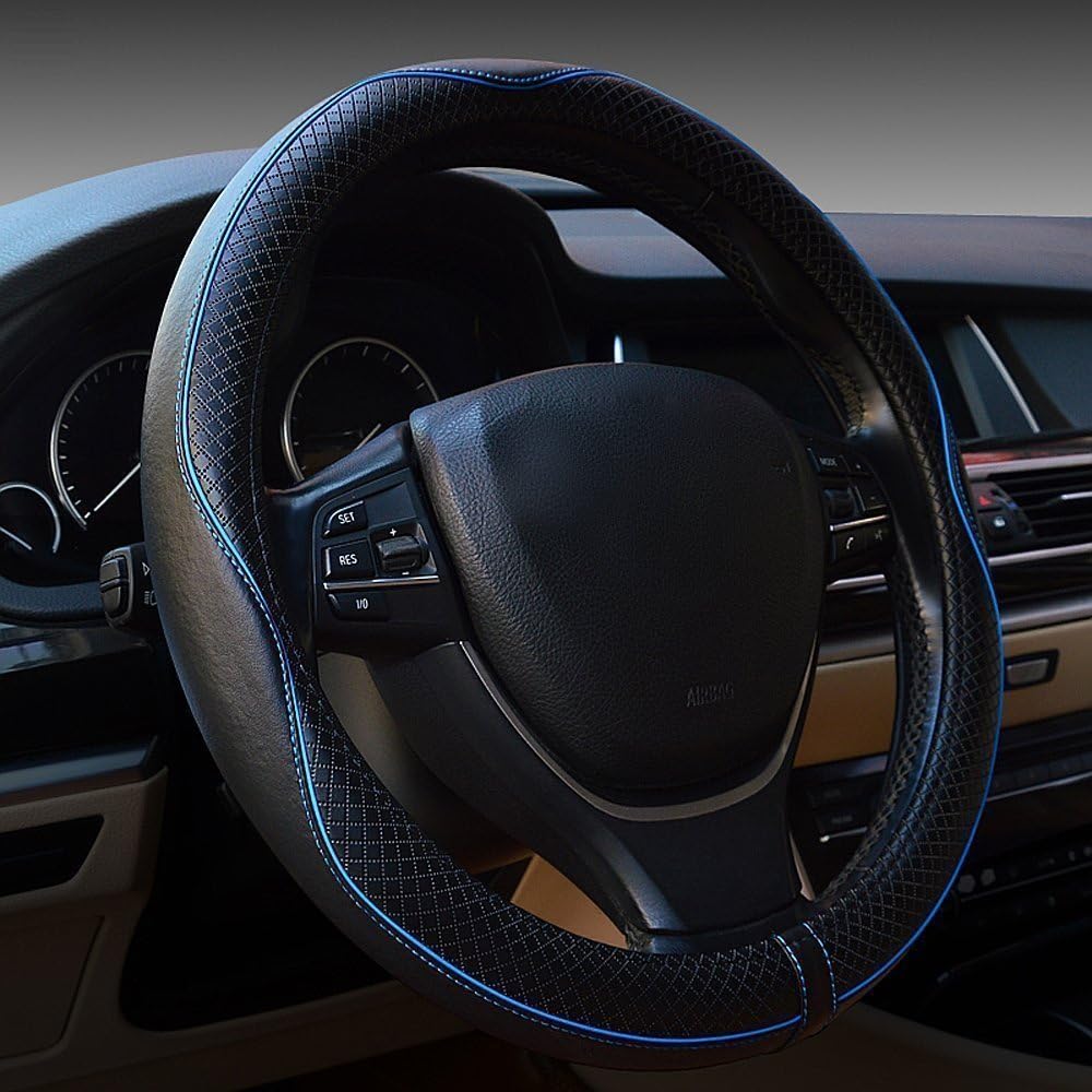 Black Anti-Slip Breathable Steering Wheel Cover S549495