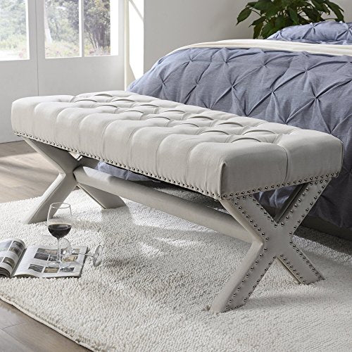 Dark Grey Velvet Bench J56979