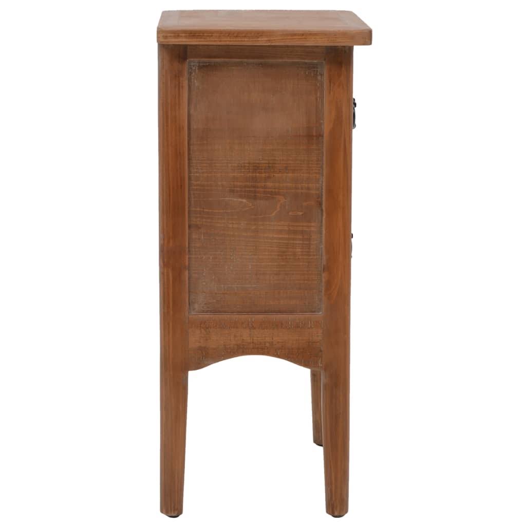 Solid Fir Wood Bedside Cabinet Brown L9694