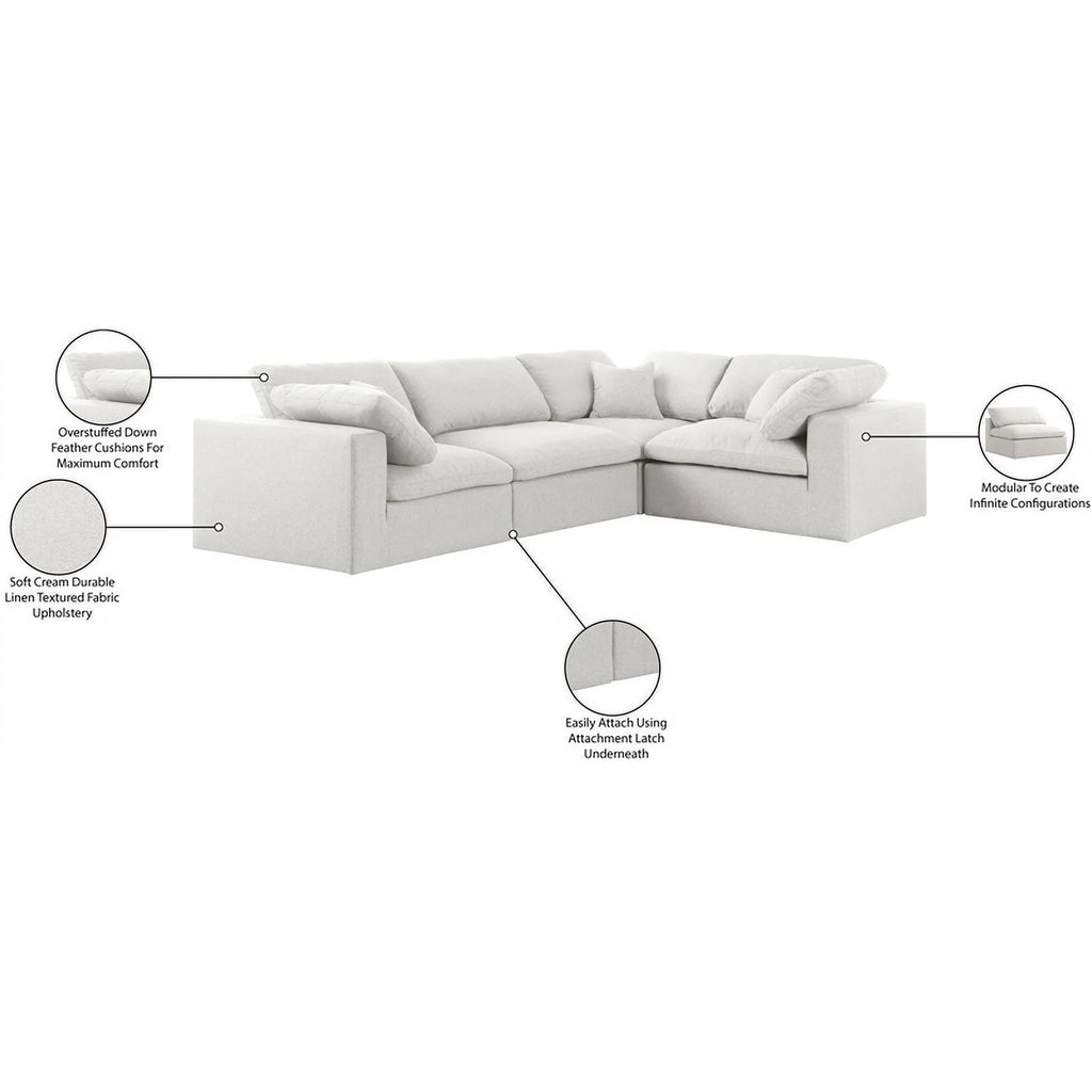 Cream Linen Fabric Modular Sectional E30006