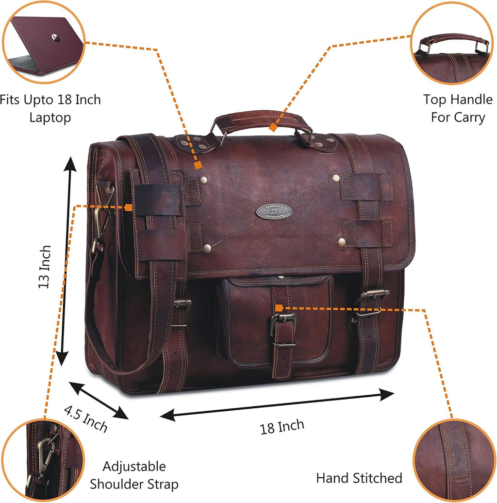 Leather Messenger Bag Laptop Computer Satchel Distressed (12 X 16) U6824