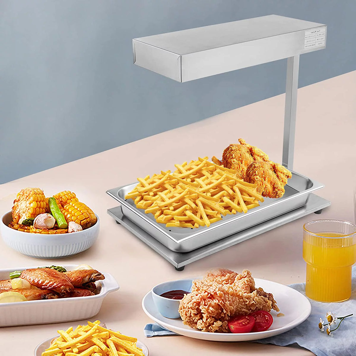 Stainless Steel French Fry Warmer with Heat Lamp H972