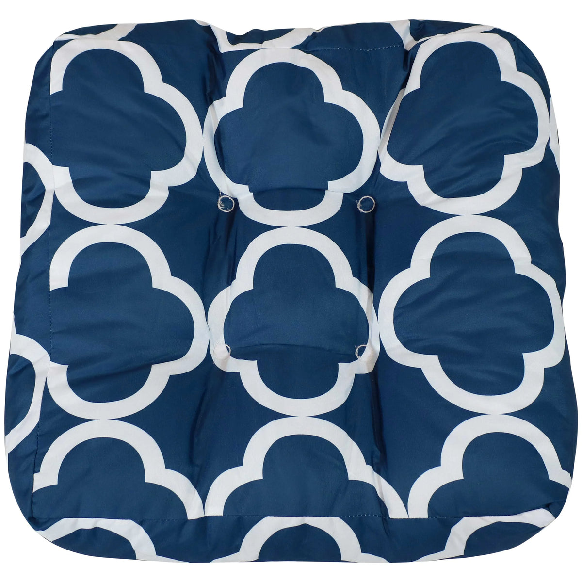 Square Tufted Patio Chair Seat and Back Cushions - 20" - Navy Blue and White - 2pk I833434