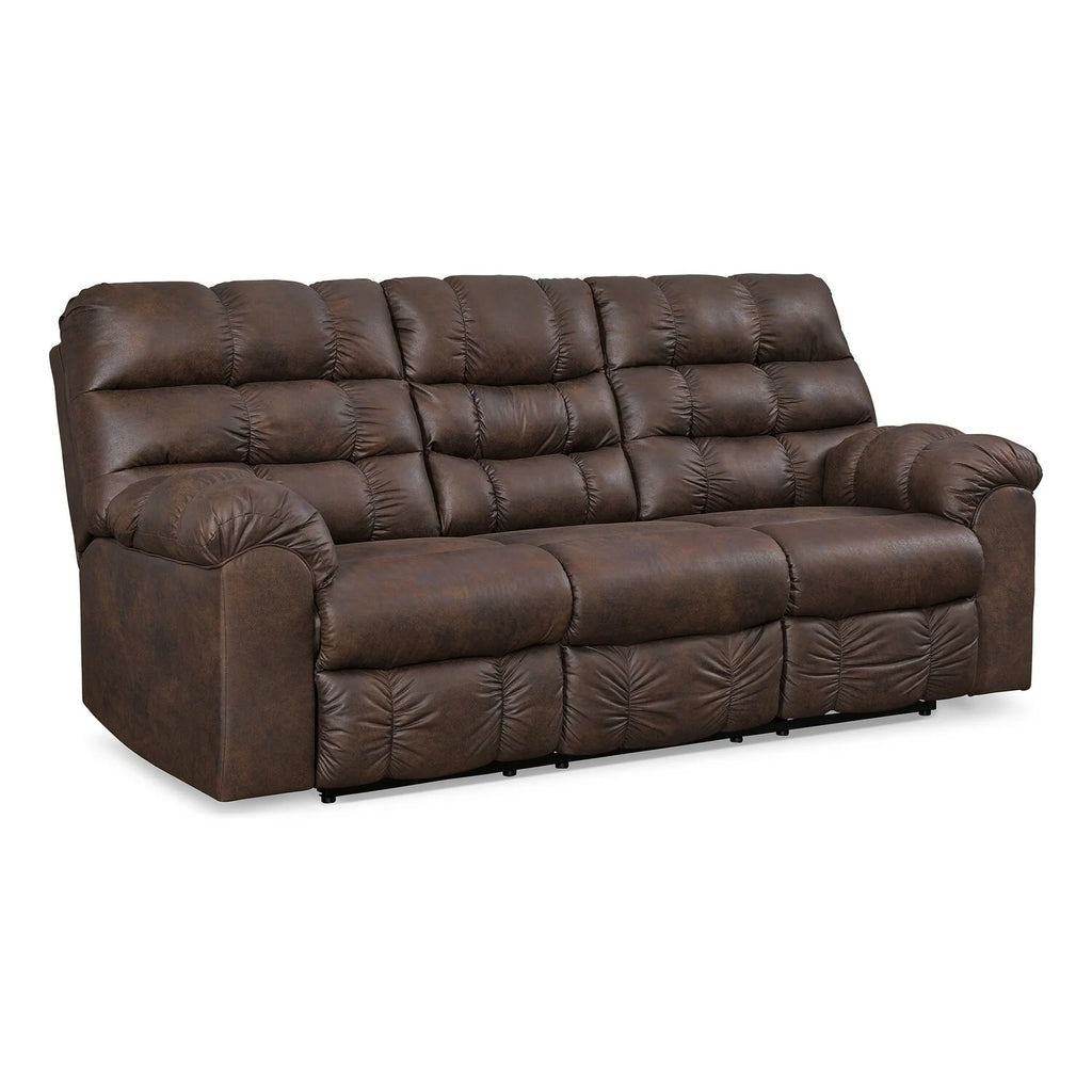 90 Inch Reclining Sofa with Drop Down Table and 2 Cup Holder, Dark Brown S167