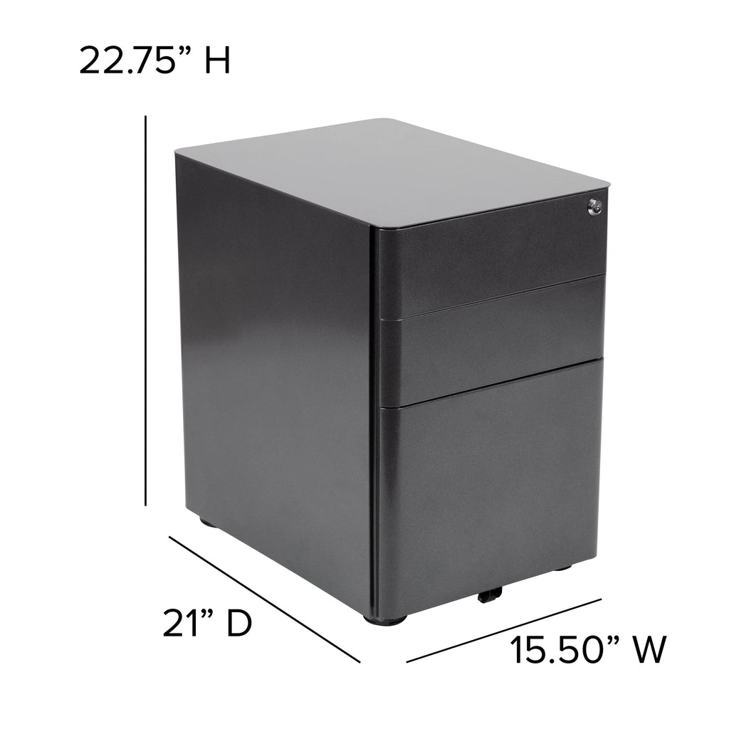 White 3-Drawer Mobile Locking Filing Cabinet O854717