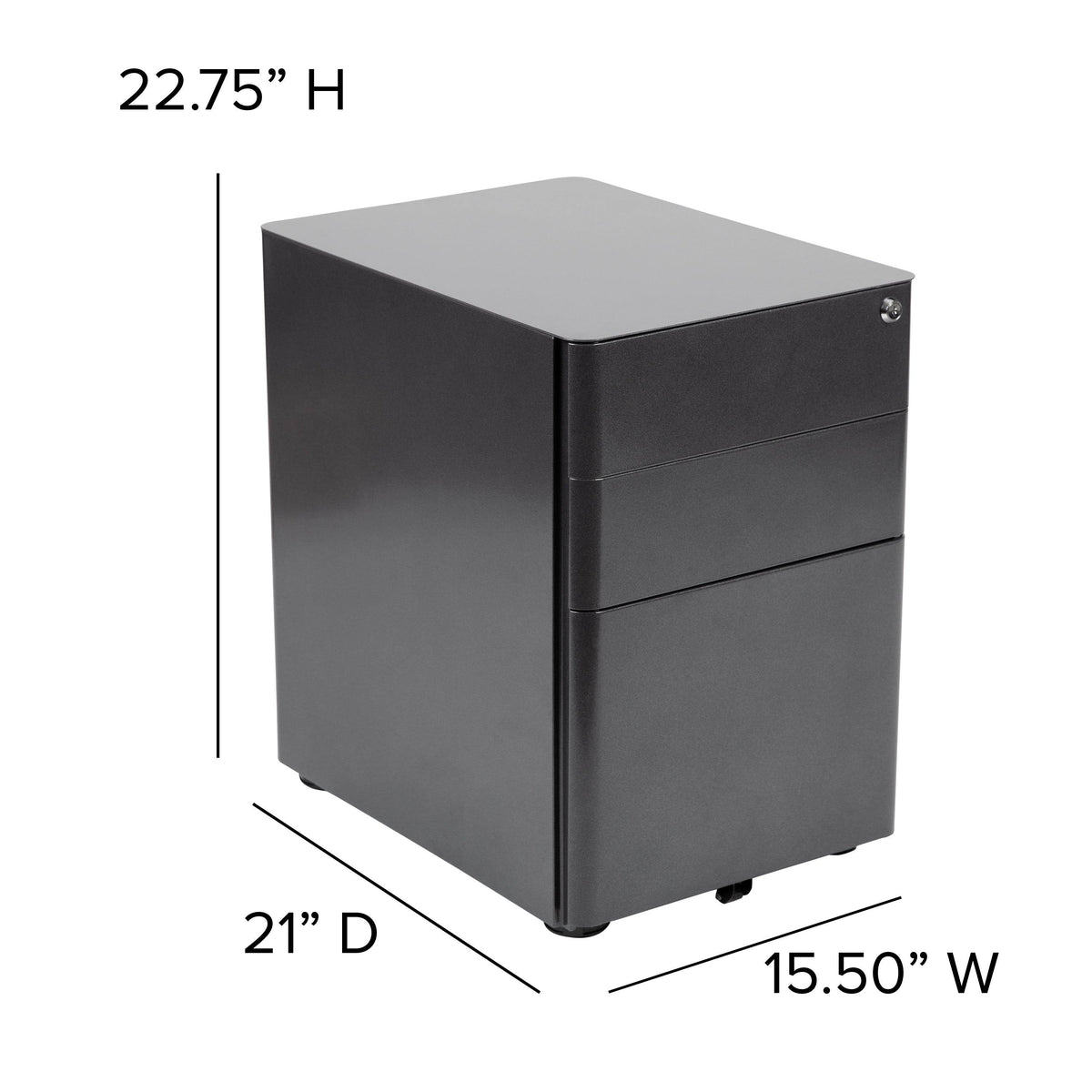 White 3-Drawer Mobile Locking Filing Cabinet O854717