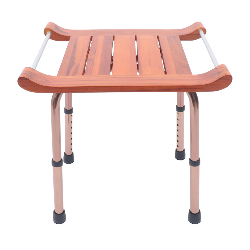 Teak Shower Stool Non-Slip Adjustable W728049