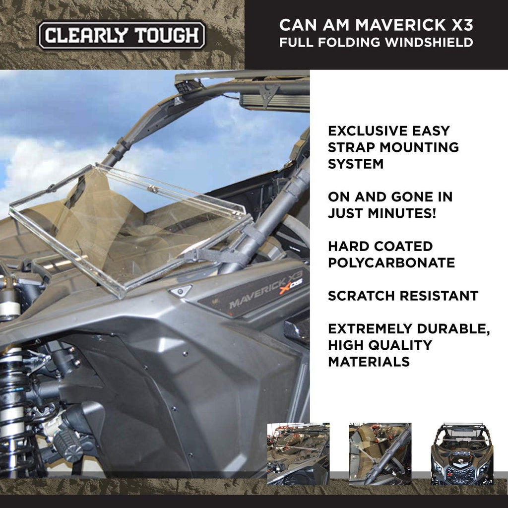 Full Folding Scratch Resistant SxS UTV Windshield F3150