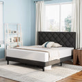 Queen Size Platform Bed with Wingback Headboard S711