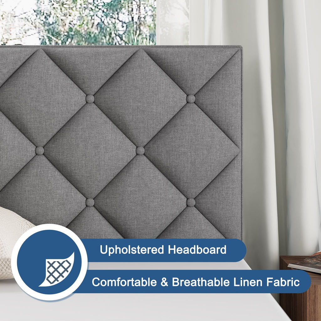 Queen Size Platform Bed with Wingback Headboard S711