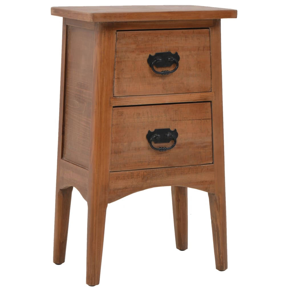 Solid Fir Wood Bedside Cabinet Brown L9694
